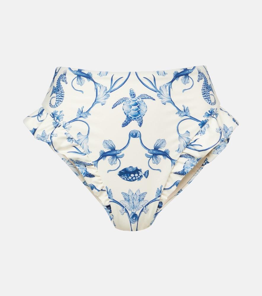 agua by agua bendita jengibre printed ruffled bikini bottoms