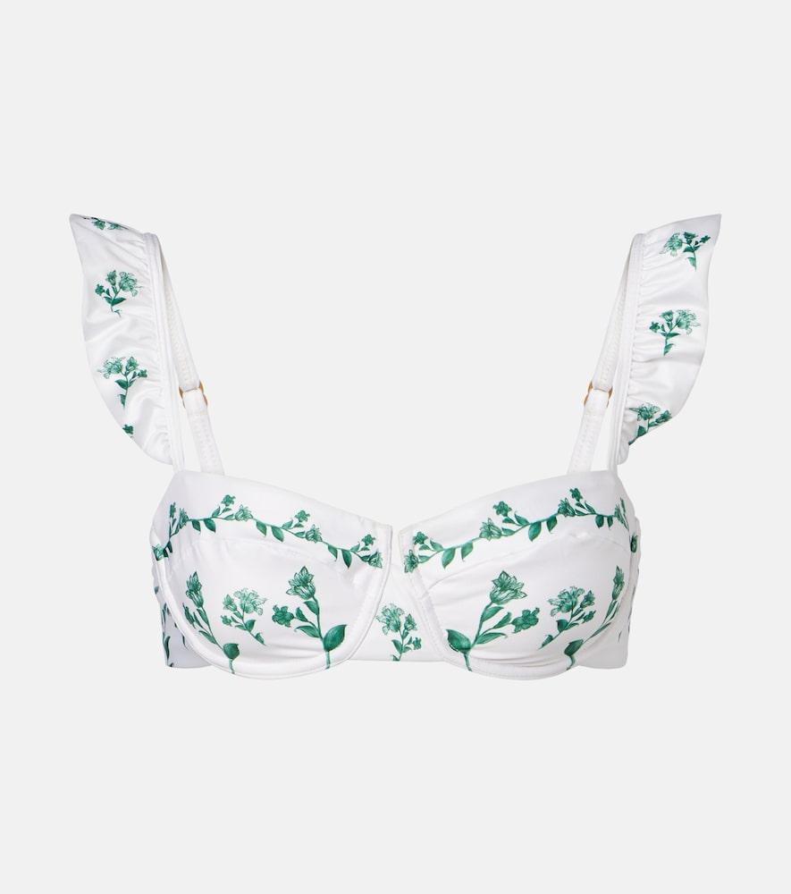 agua by agua bendita kiwi floral ruffled bikini top