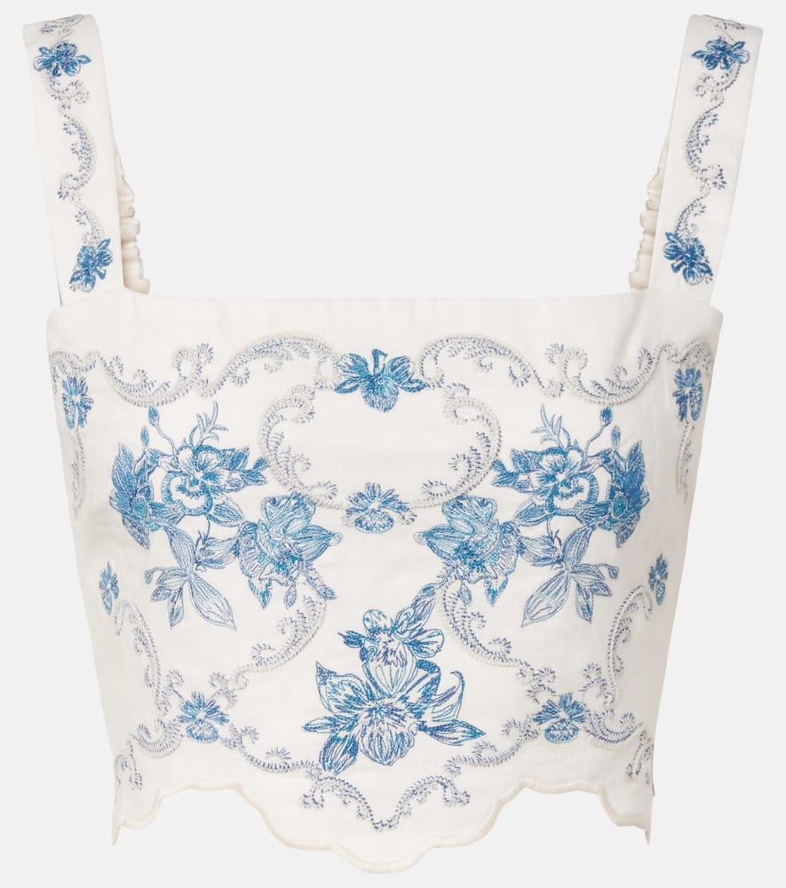 agua by agua bendita luciana gloriosa embroidered linen crop top