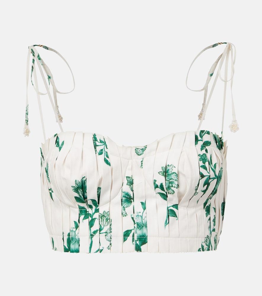 agua by agua bendita moringa floral pleated cotton crop top