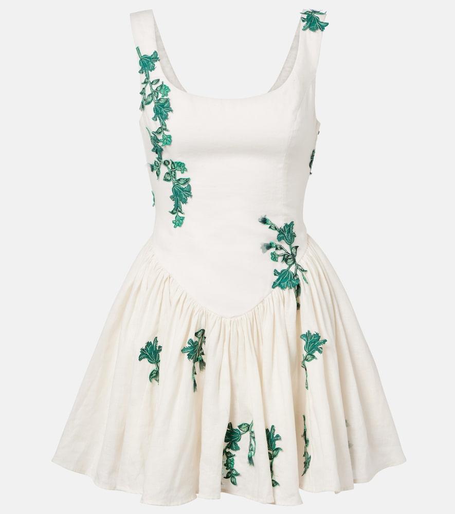 agua by agua bendita pluma embroidered cotton minidress