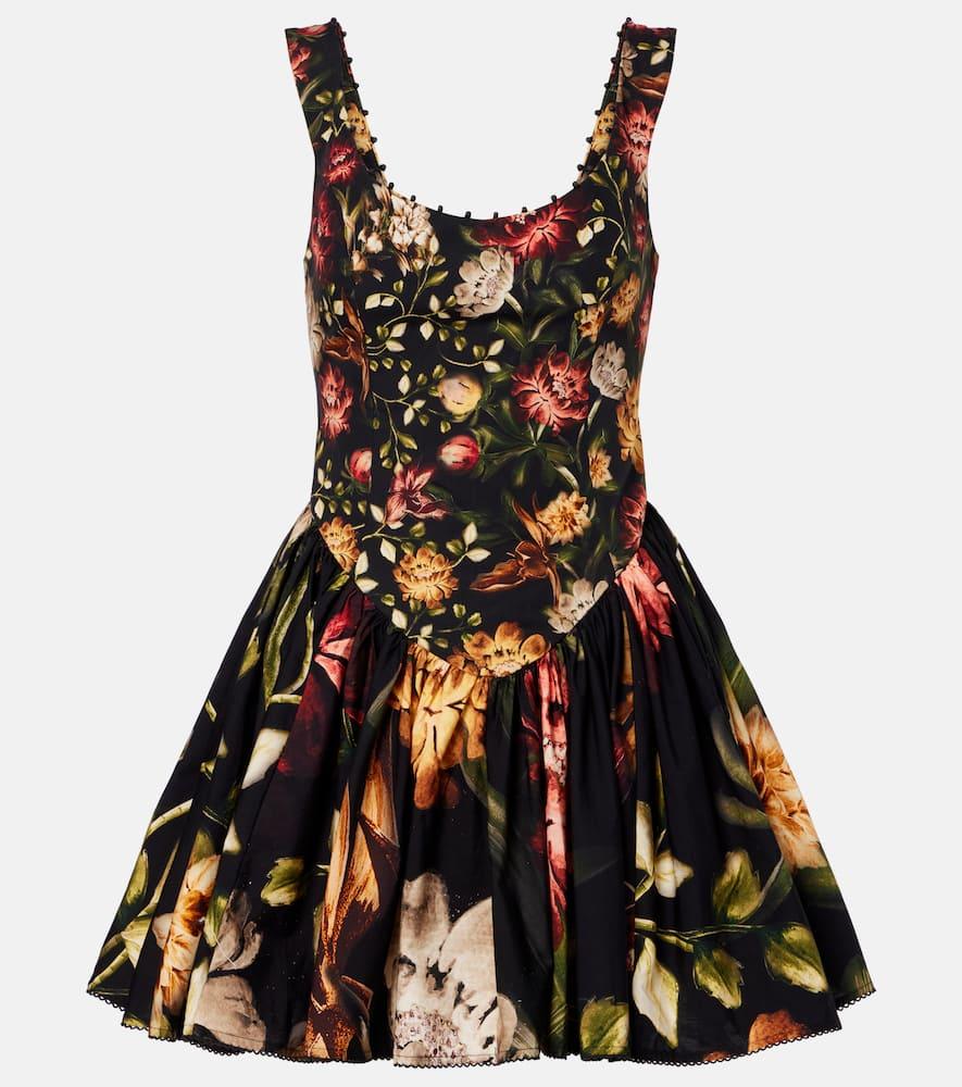 agua by agua bendita pluma floral cotton minidress