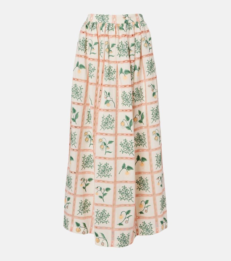 agua by agua bendita tangelo floral cotton maxi skirt