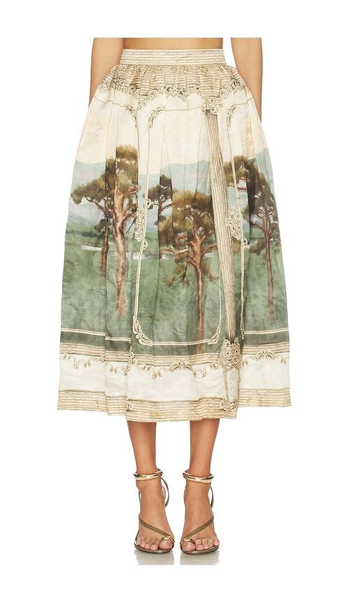 agua by agua bendita tangelo paraiso midi skirt in beige,green.