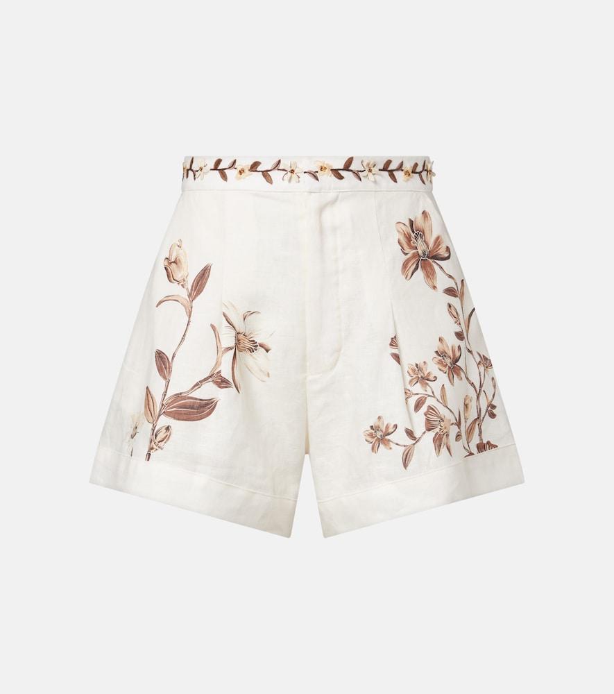 agua by agua bendita toronjil floral linen shorts