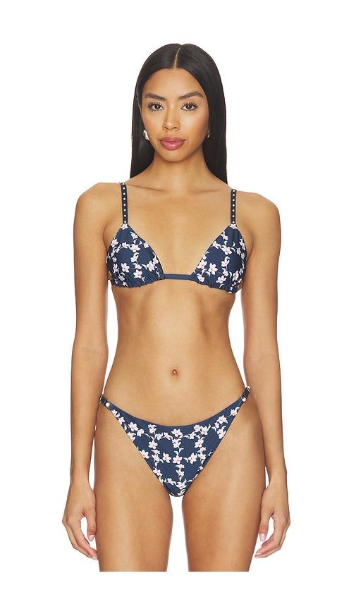 agua by agua bendita tulua bikini top in navy.