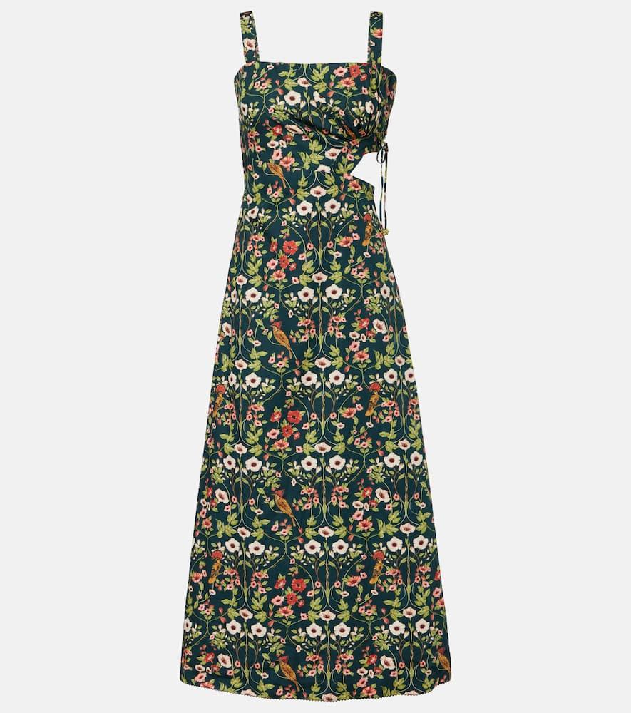 agua by agua bendita verano cutout floral cotton midi dress