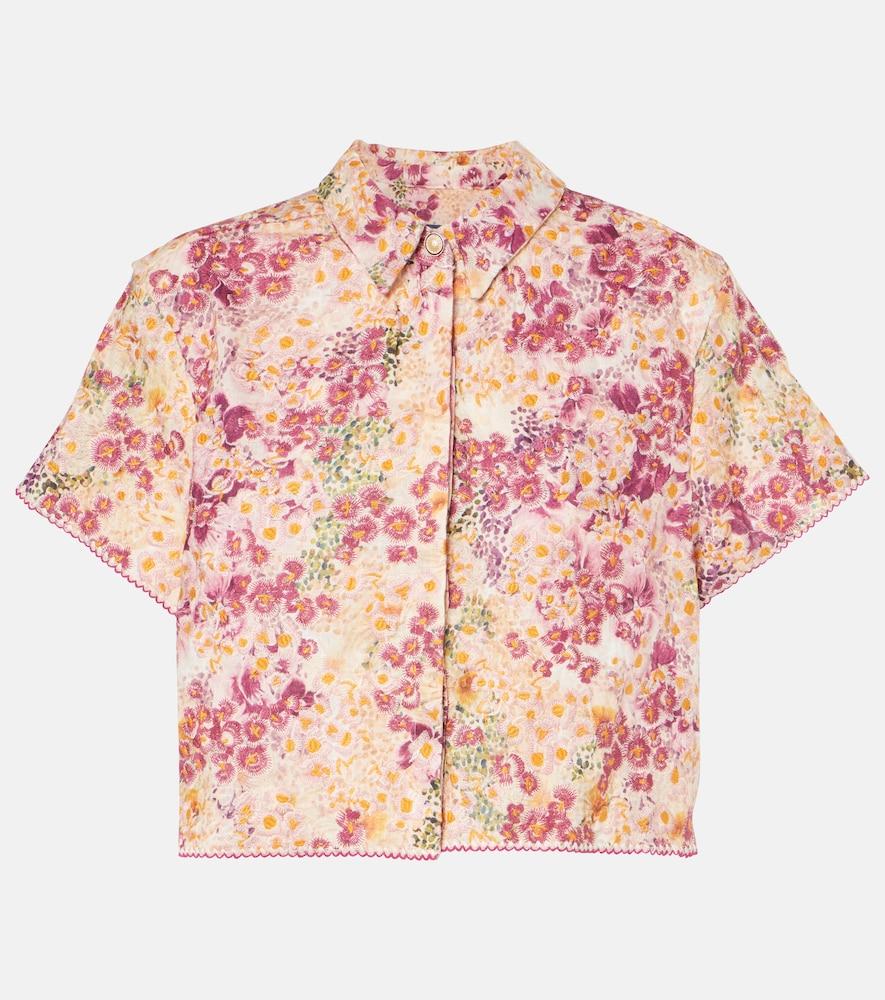 agua by agua bendita virtuosa florecer cropped linen shirt