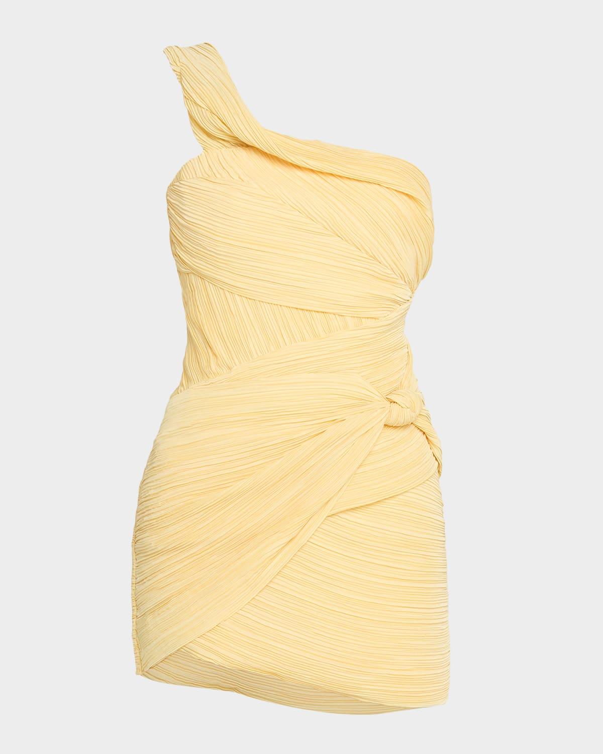 ahra asymmetric plisse mini dress