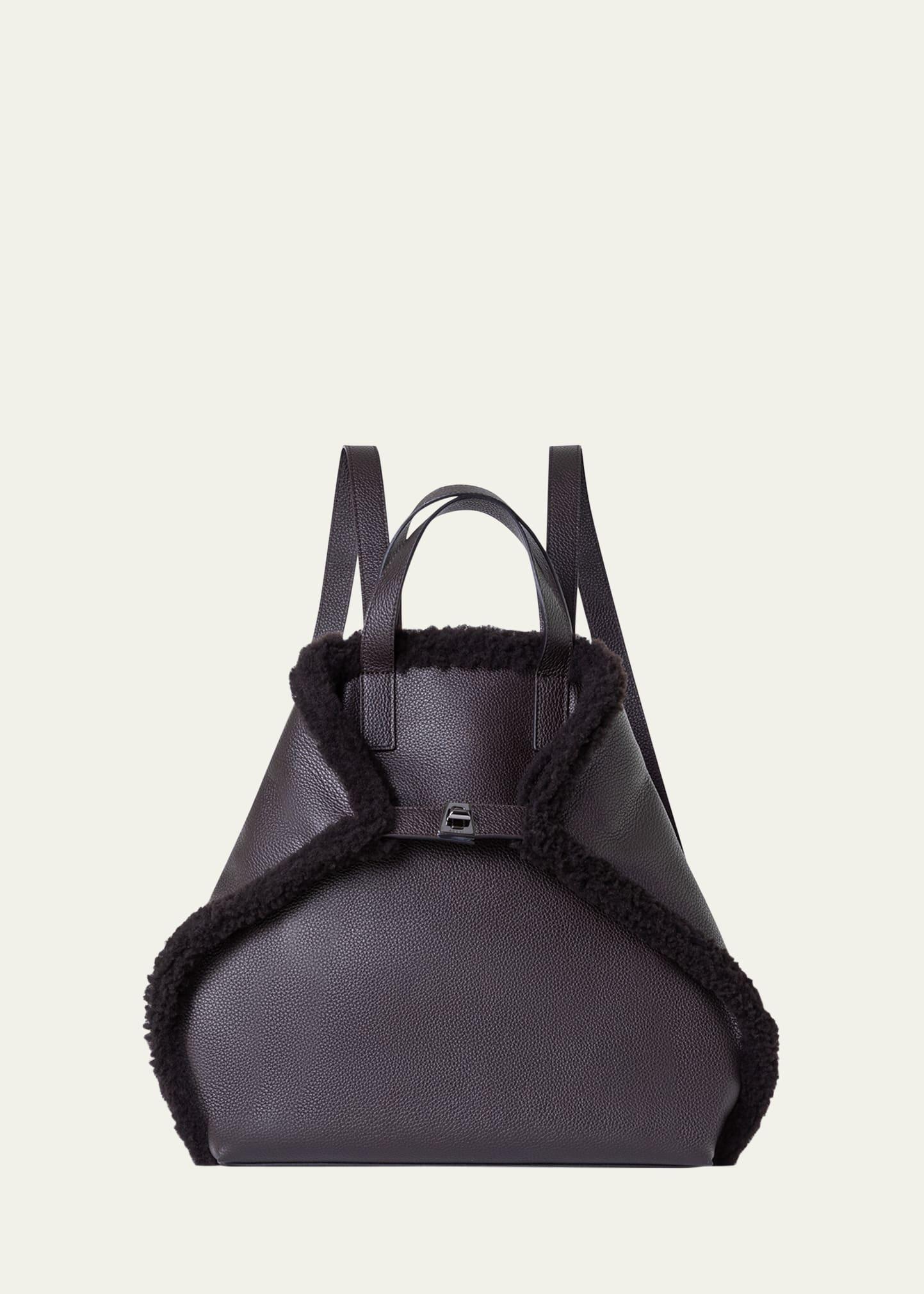 ai medium sheep shearling and leather backpack