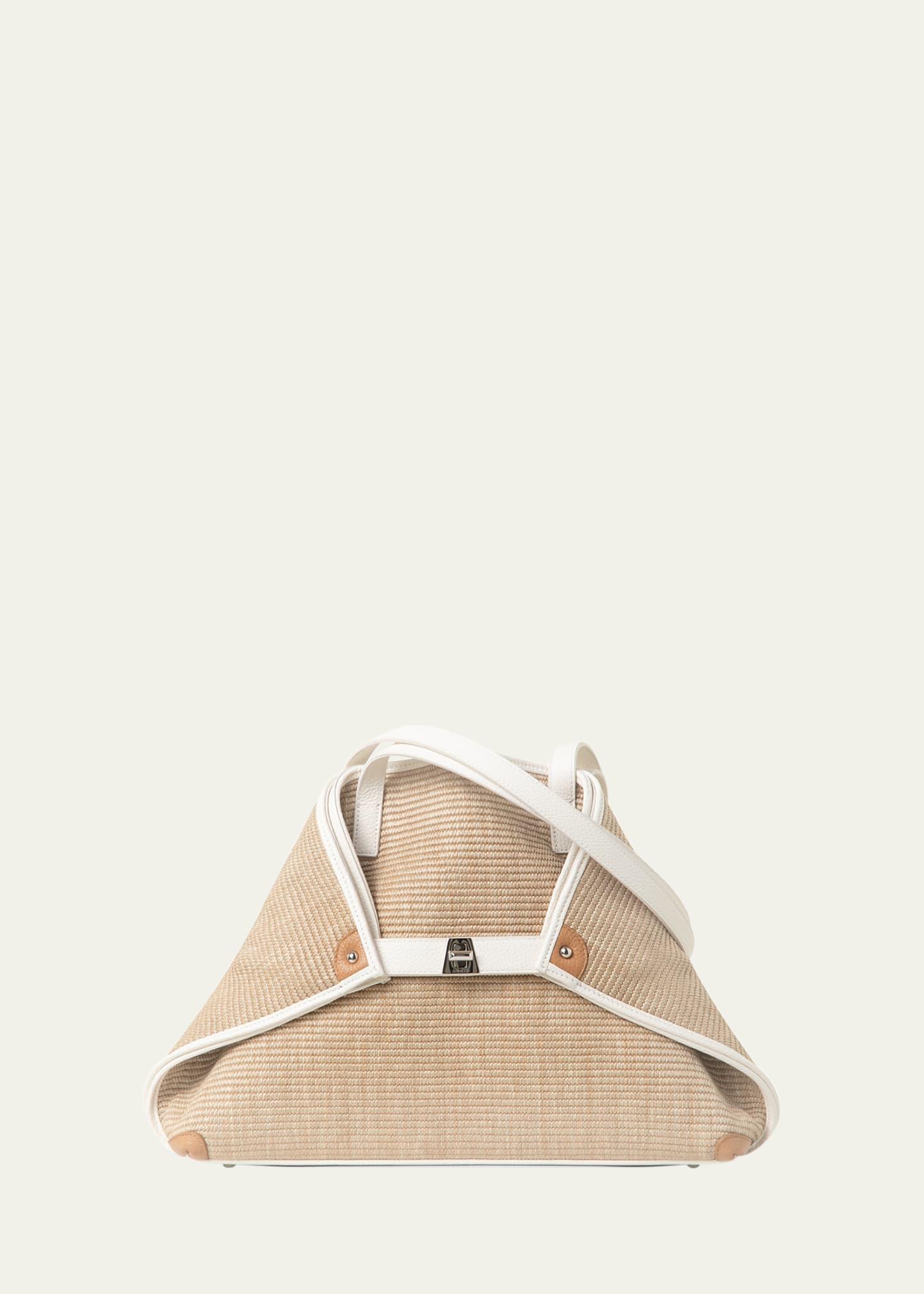ai raffia & leather tote bag