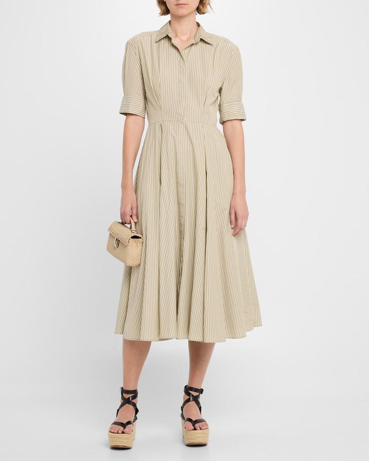 aiden stripe poplin a-line dress