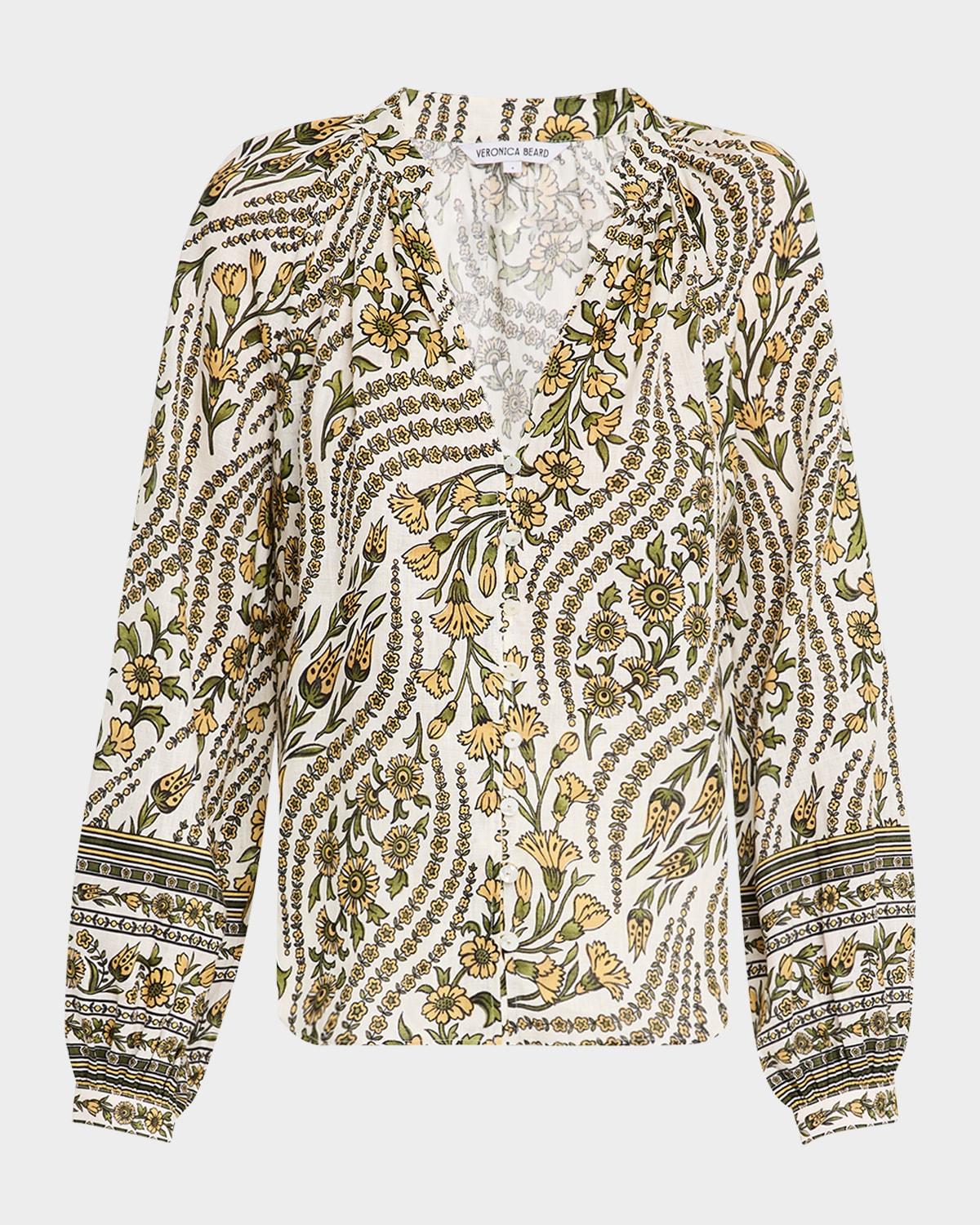 ailani floral-print linen top