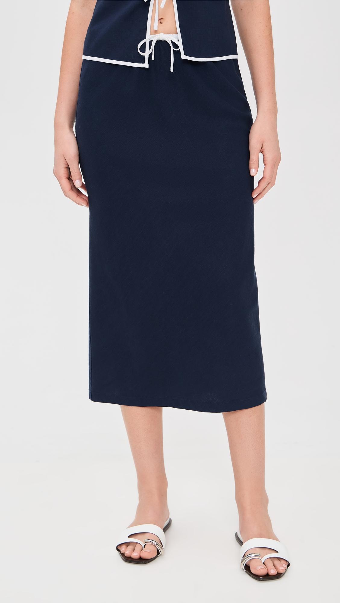 air linen midi skirt