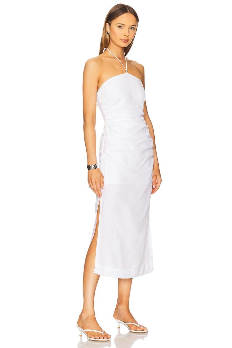 air linen ruched halter dress