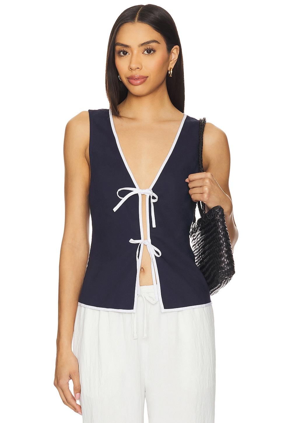 air linen tie front top