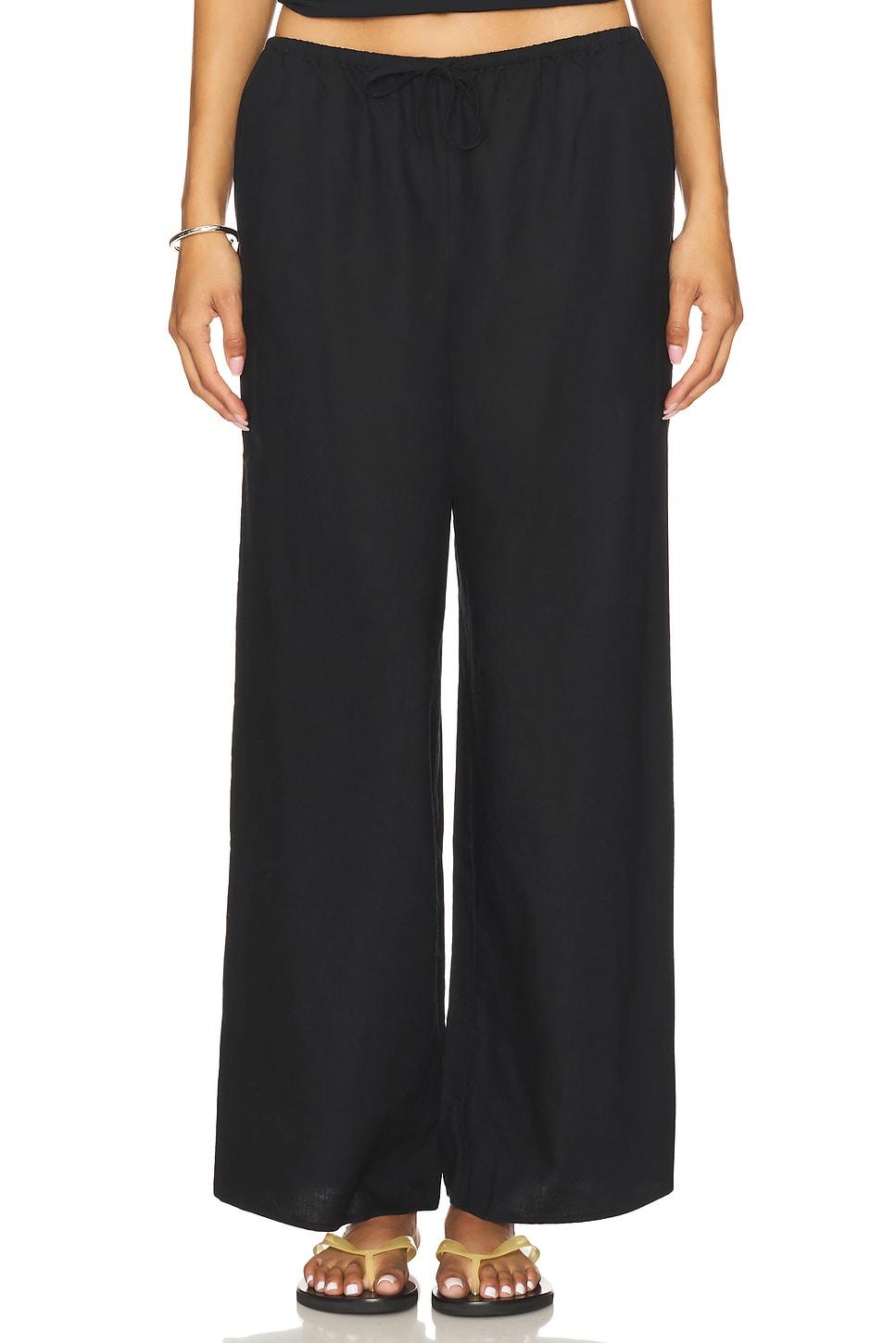 air linen wide leg drawstring pant