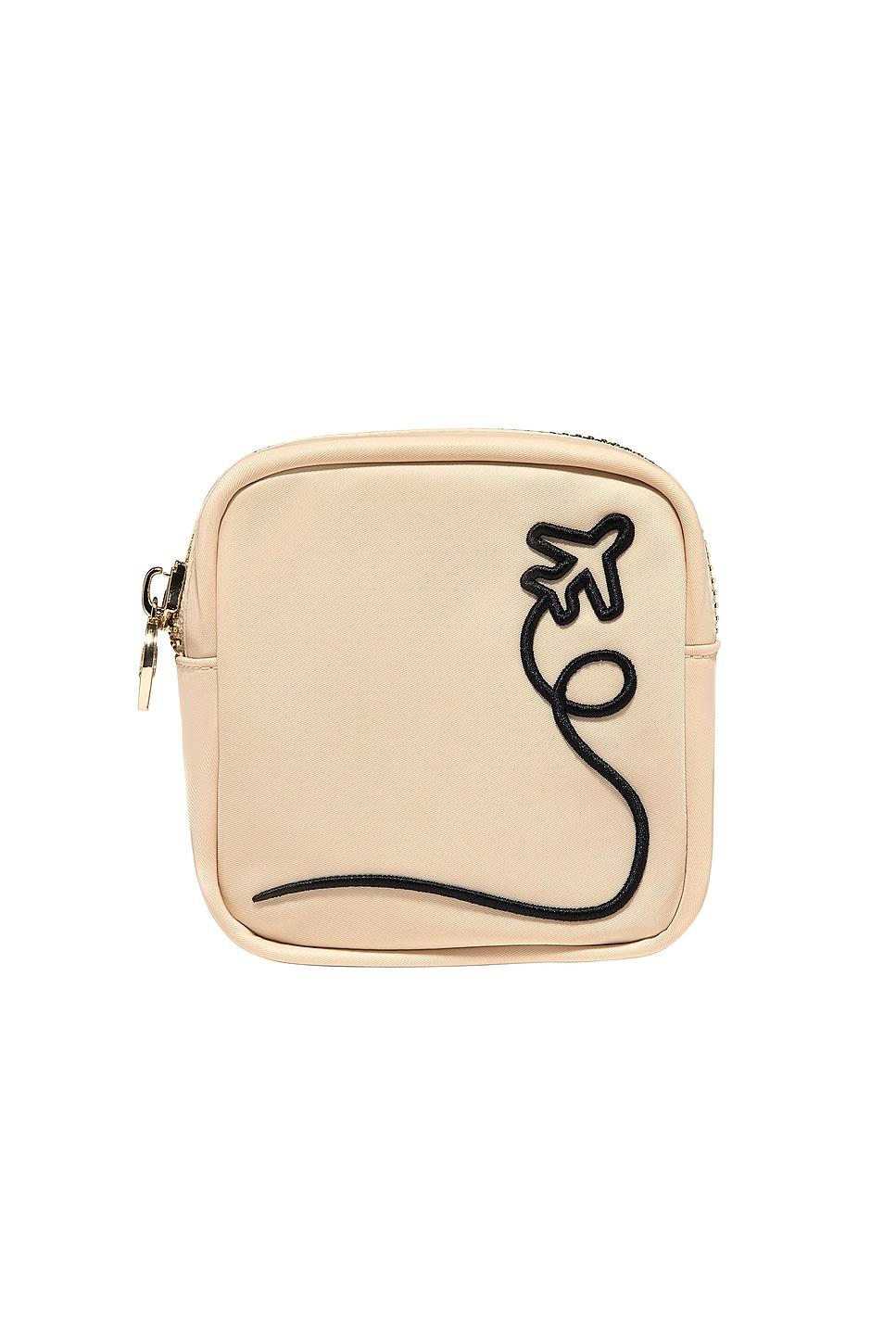 airplane embroidered mini pouch