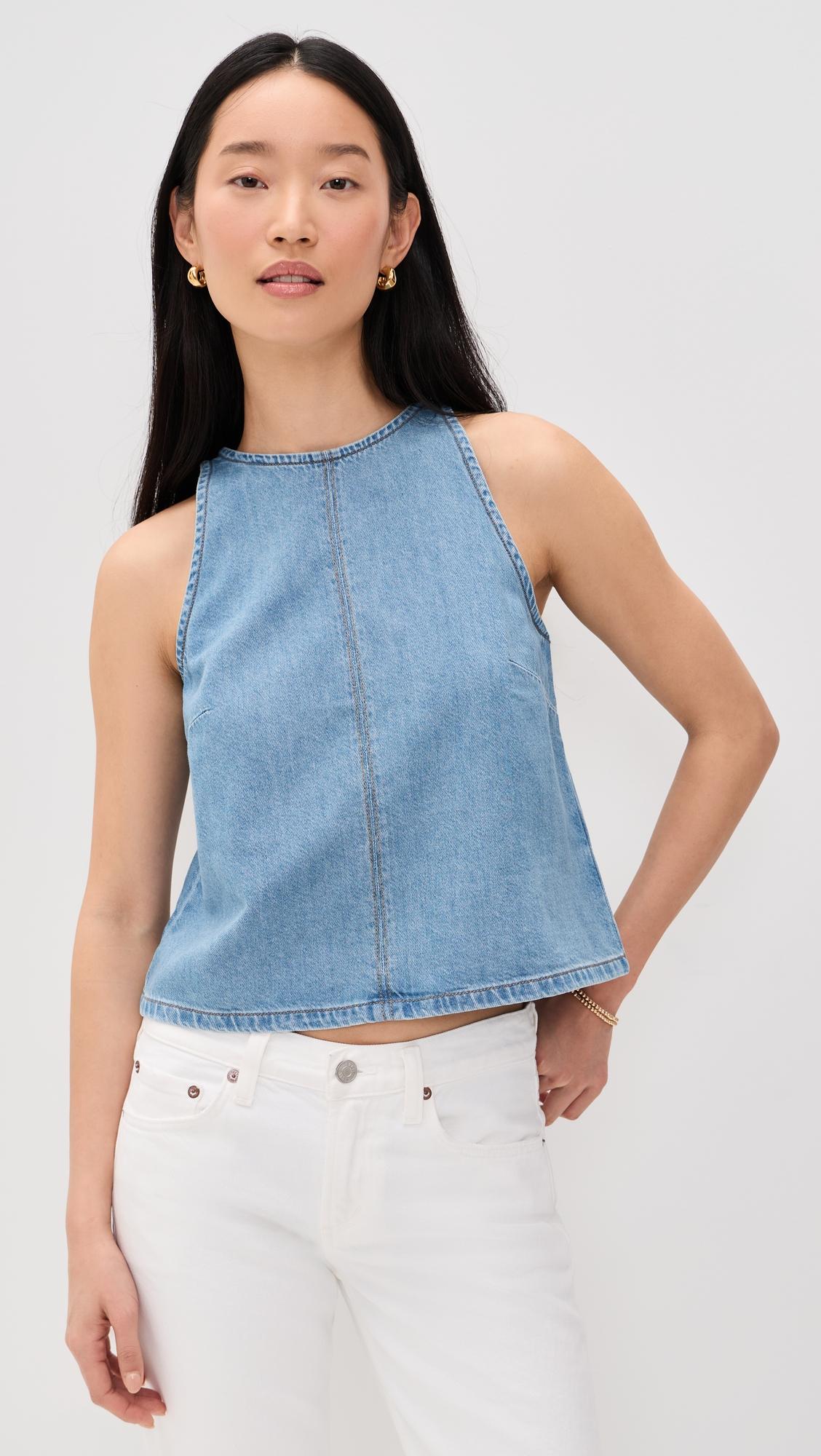 airy denim halter shell top