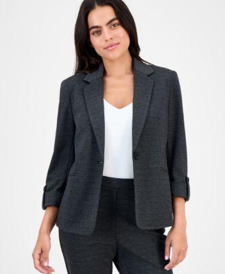 ak anne klein womens notch lapel button front jacket p xxs xl
