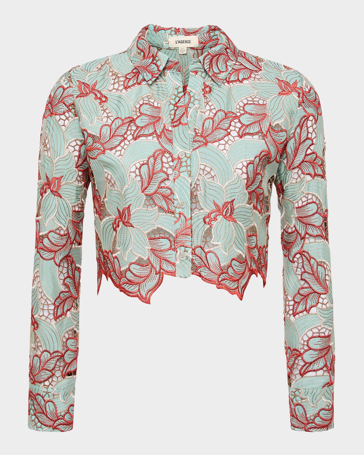 akemi cropped button-front shirt