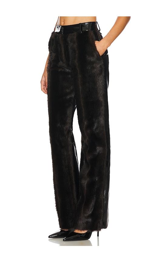 aknvas barberini faux fur pant in black.