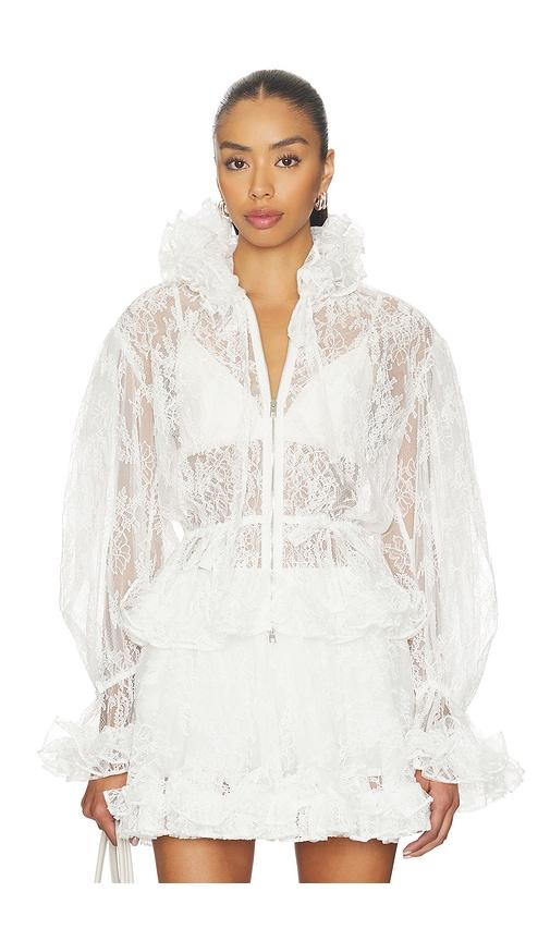 aknvas elisa lace jacket in ivory.
