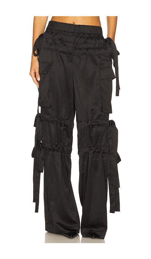 aknvas odin tie trousers in black.