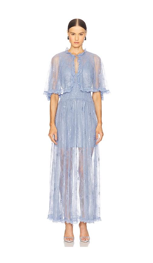 aknvas tissy lace gown with detachable slip in baby blue.