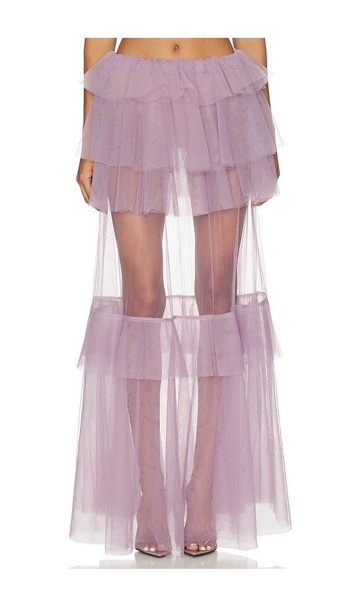 aknvas vilhelmine tiered tulle skirt in lavender.