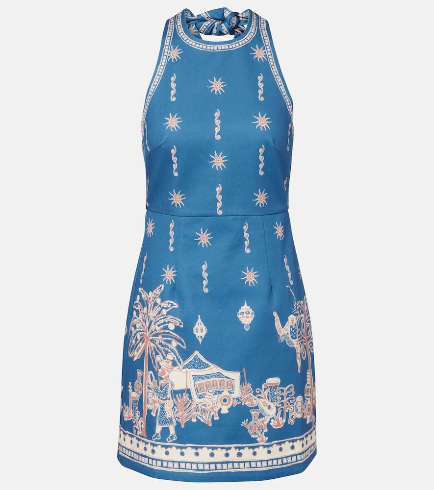 alémais acacia printed halterneck cotton minidress