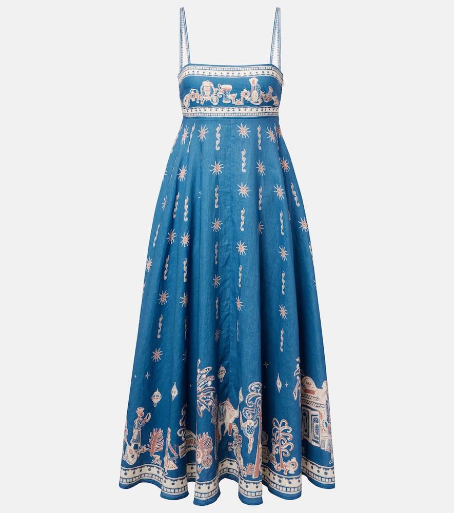 alémais acacia printed linen maxi dress