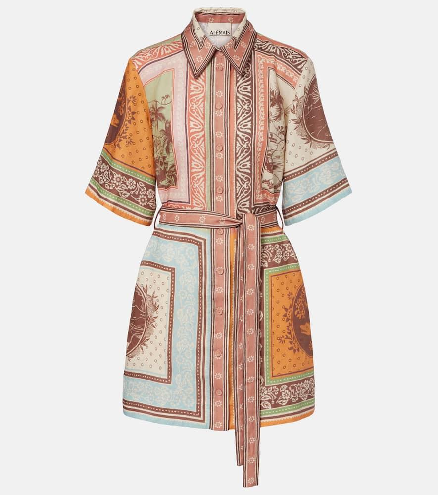 alémais alberta printed linen shirt dress