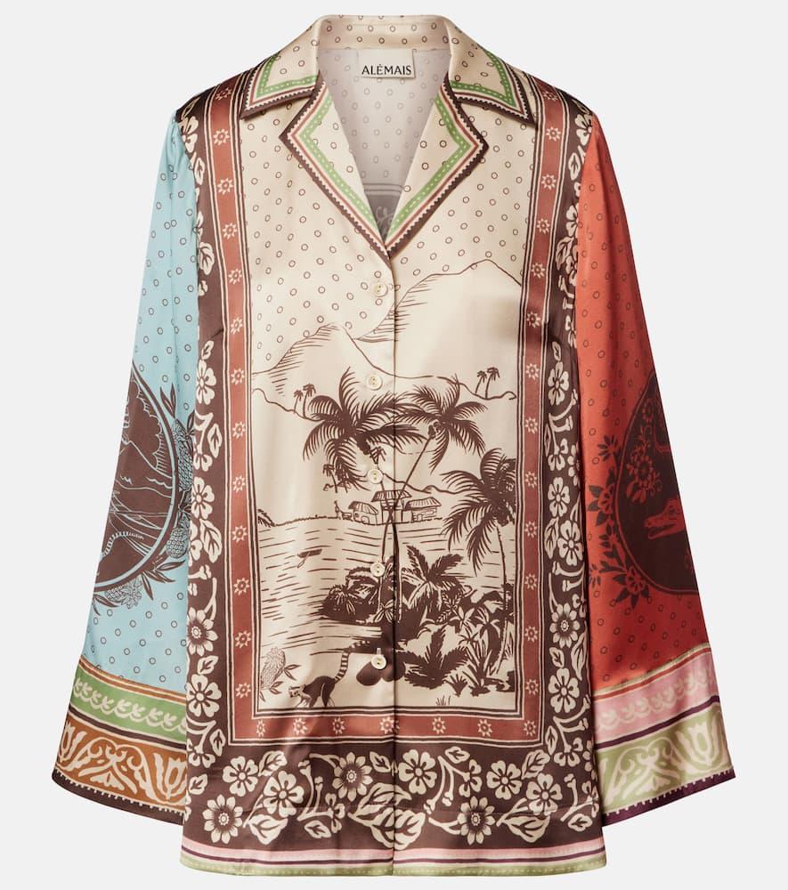 alémais alberta printed silk satin shirt