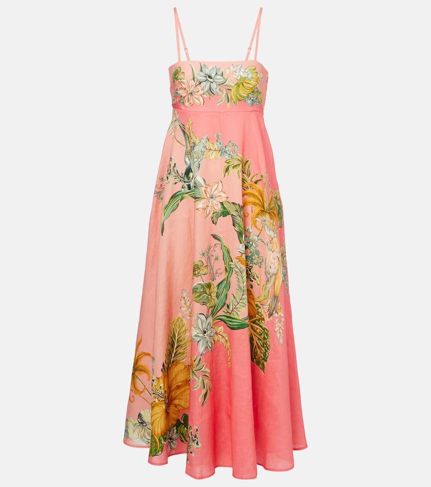 alémais anika floral linen maxi dress