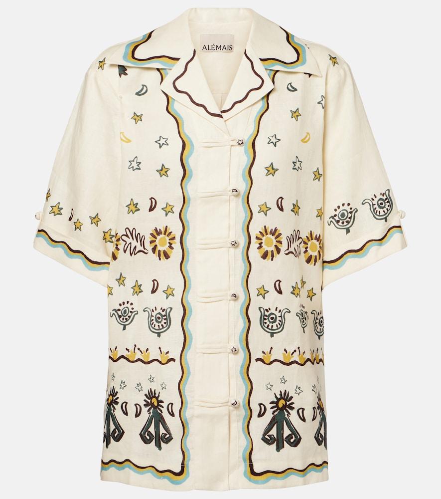 alémais antoinette printed linen shirt