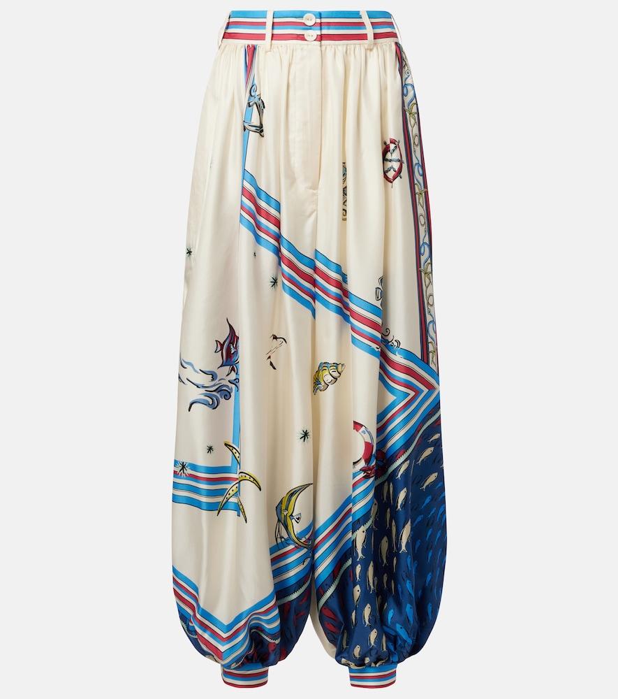 alémais apollo printed cropped silk satin balloon pants