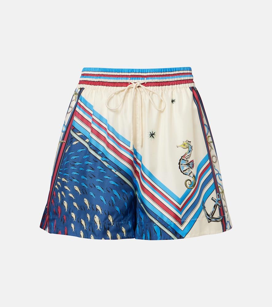 alémais apollo printed silk satin shorts