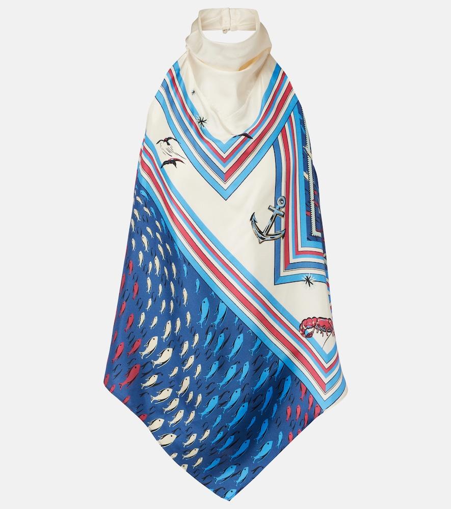 alémais apollo printed silk satin top