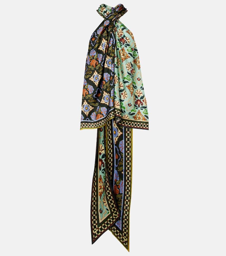 alémais cece floral silk halterneck top