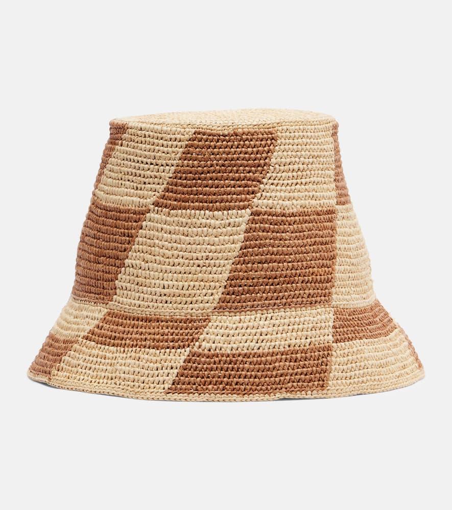 alémais checked raffia bucket hat