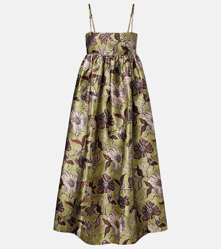 alémais citron floral midi dress