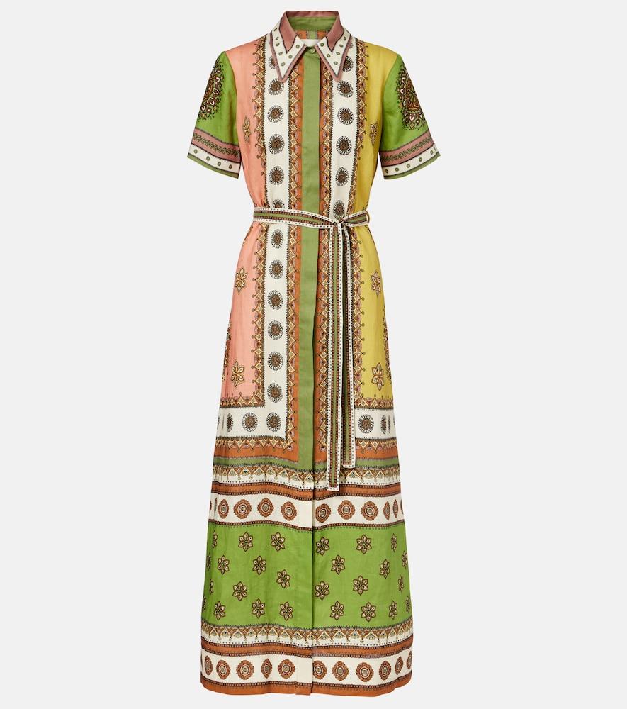 alémais contina belted linen shirt dress