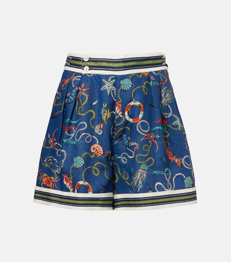 alémais cove printed linen shorts