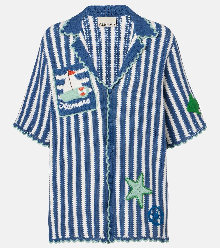 alémais crochet striped cotton shirt