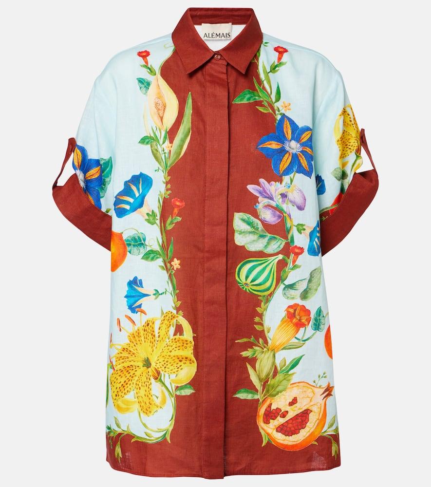 alémais dahlia floral linen shirt