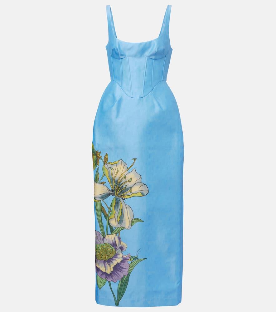 alémais donata floral taffeta bustier dress