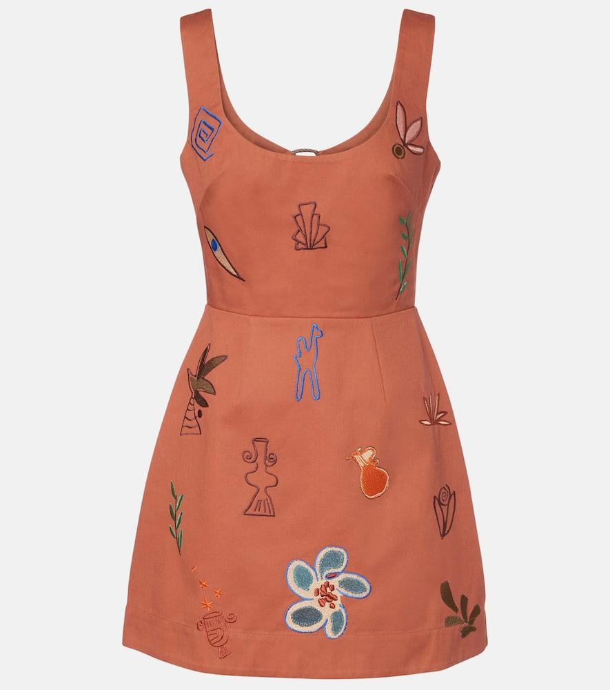 alémais dusty embroidered cotton minidress