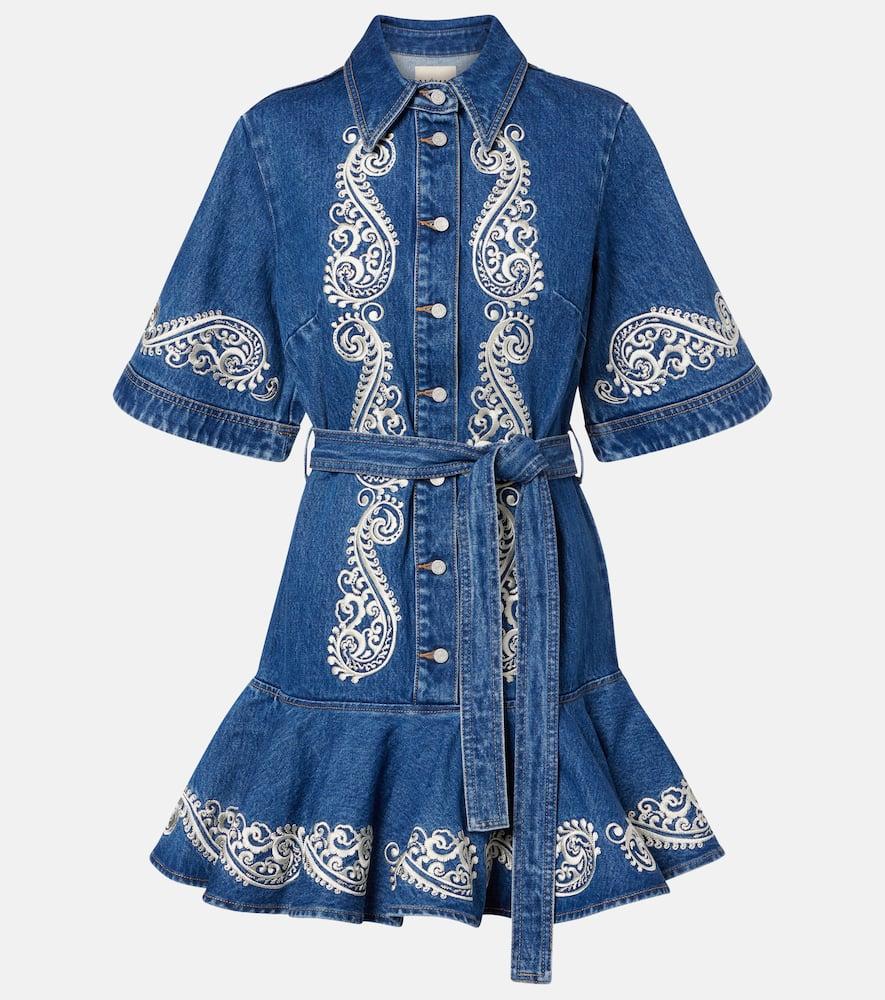 alémais embroidered paisley denim minidress