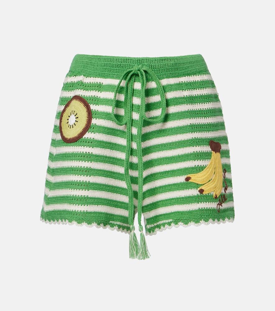 alémais embroidered striped cotton shorts